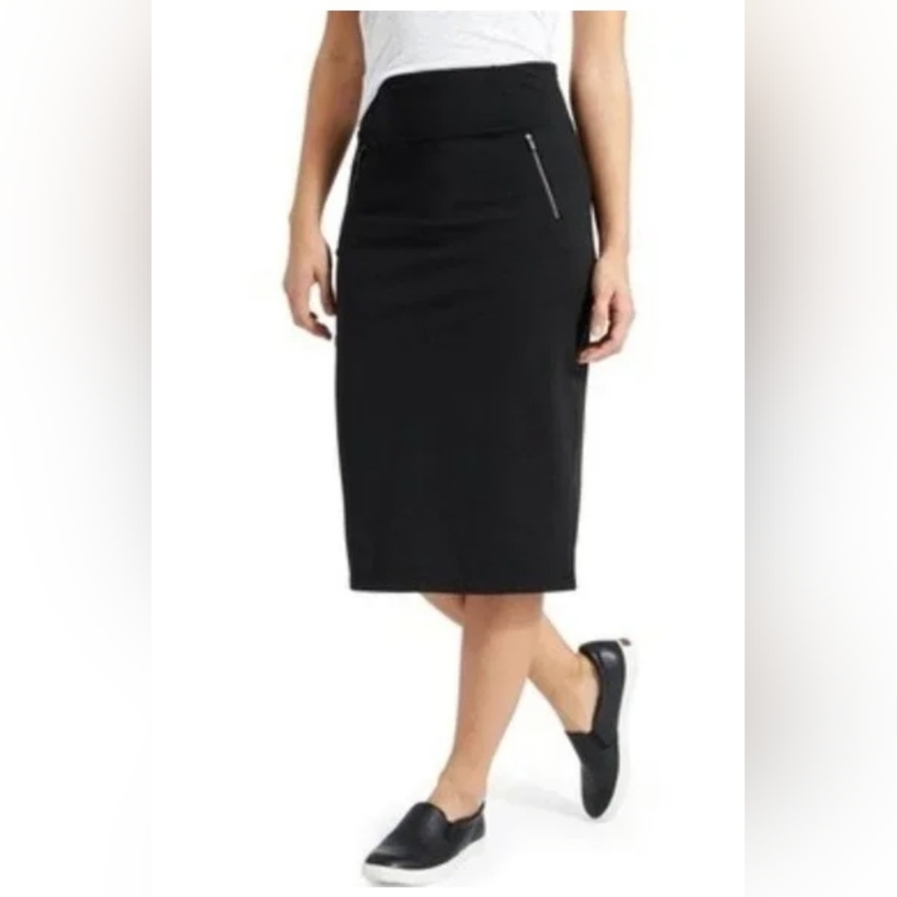 Athleta Metro Pencil Skirt, Midi length, black, pockets, 591434